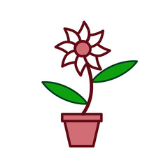 pots and flower icon vector design template