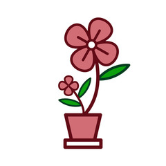 pots and flower icon vector design template