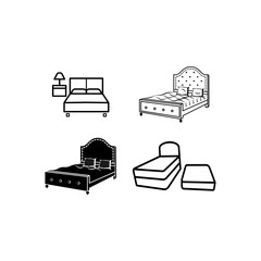 Icon of a double bed in a trendy flat design