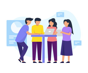 Group of people discussion. management, learning, organization concept vector illustration for your website or any purpose.