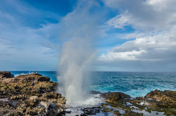 Amazing Nakale Blow hole erupting in Maui Hawaii USA