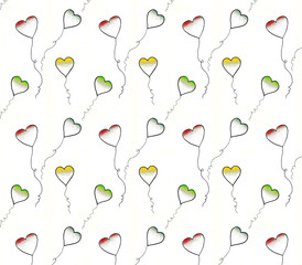 Abstract background pattern with flying hearts