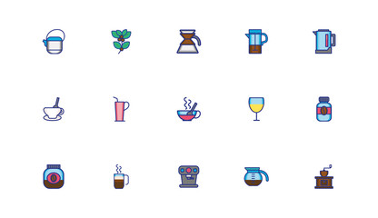 bundle of coffee set icons