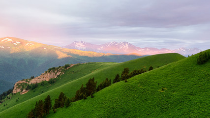 Acheshbok Mountains and Pass Devil's Gate in the natural park Big Thach, Caucasus, Krasnodar...