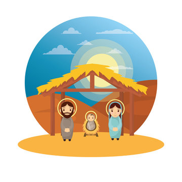cute holy family manger characters