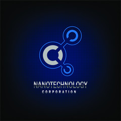 Nanotechnology Logo on blue background.