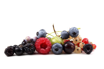 Different berries isolated on white