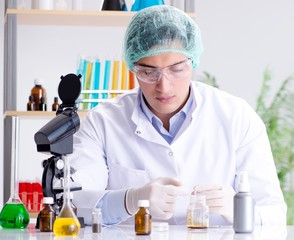 Pharmaceutical industry concept with scientist in the lab