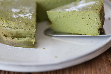 抹茶のレアチーズケーキ