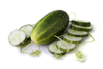 Cucumber, slices and tendrils