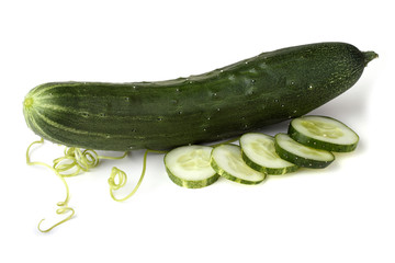 Cucumber, slices and tendrils