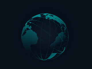 globe on black background