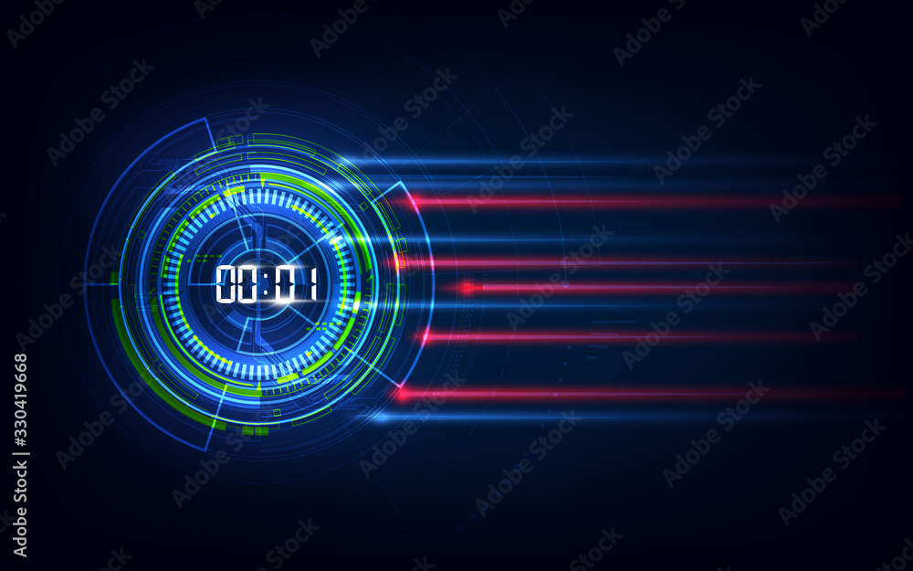 Poster abstract futuristic technology background with digital number timer concept and countdown, vector tr