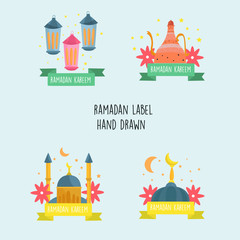 Naklejka premium ramadan label hand drawn illustration. flat design illustration