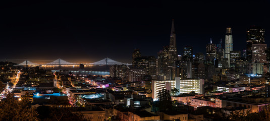 Fototapeta na wymiar San Francisco Night, bay bridge
