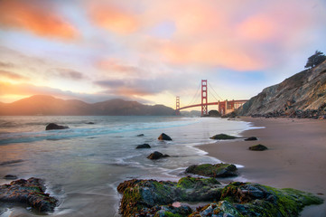 Sunset, Golden Gate Bridge, San Francisco, California