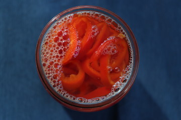 hot peppers in a jar