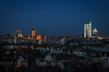 Leipzig Skyline am Abend