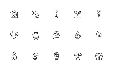 bundle of climate change set line icons