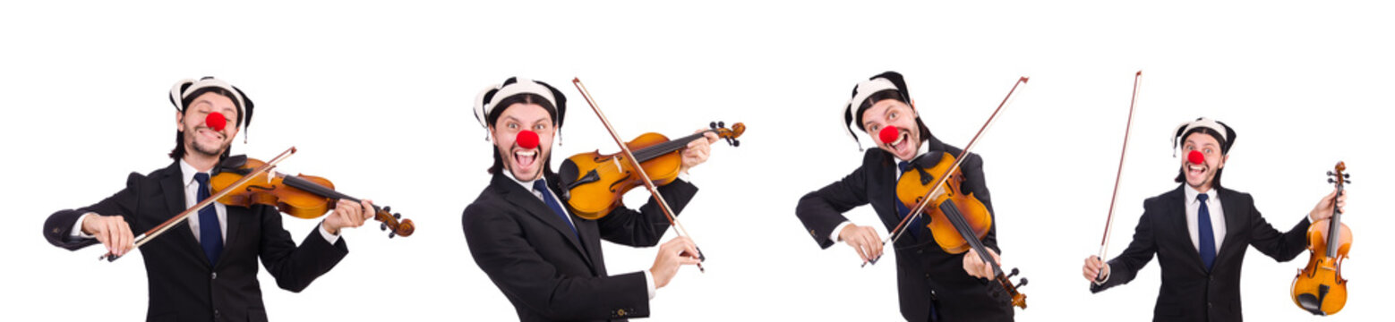 Funny clown businessman isolated on the white background