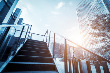 Square and office building of Jinan central business district..