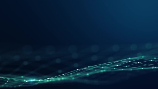 Technology digital wave background concept.Beautiful motion waving dots texture with glowing defocused particles. Cyber or technology background.