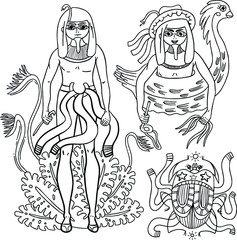 Egyptian god resting - coloring page