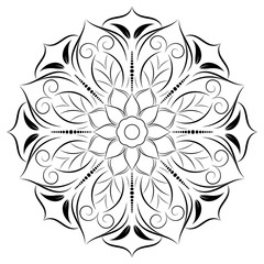 Circle flower of mandala with vintage floral style, Vector mandala Oriental pattern, Hand drawn decorative element. Unique design with petal flower. Concept relax and meditation use for page logo book