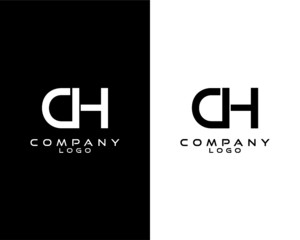 CH, HC modern logo design with white and black color that can be used for business company.