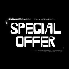 Special Offer stencil graffiti on black background. Design lettering templates for greeting cards, overlays, posters