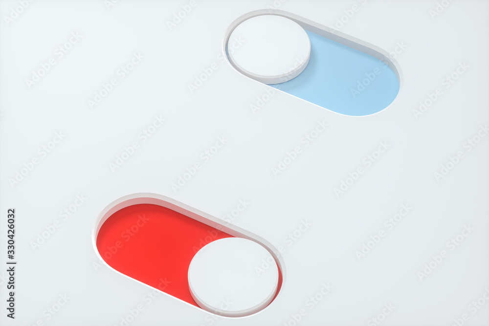 Poster slide switch and touch button, science and technology, 3d rendering.
