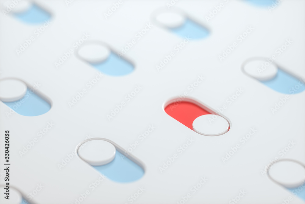 Poster slide switch and touch button, science and technology, 3d rendering.