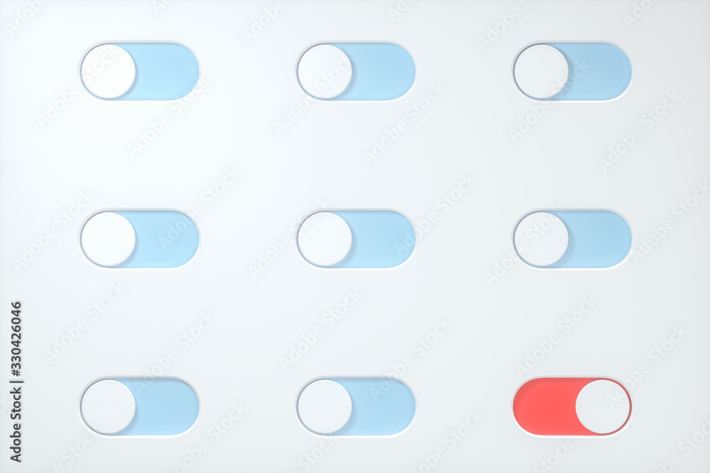 Poster slide switch and touch button, science and technology, 3d rendering.