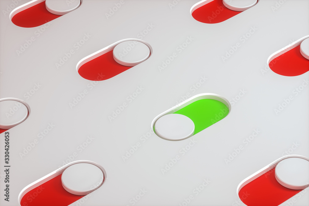 Poster slide switch and touch button, science and technology, 3d rendering.