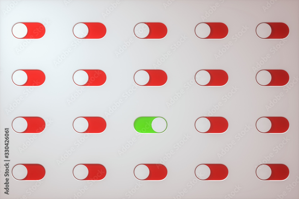 Poster slide switch and touch button, science and technology, 3d rendering.