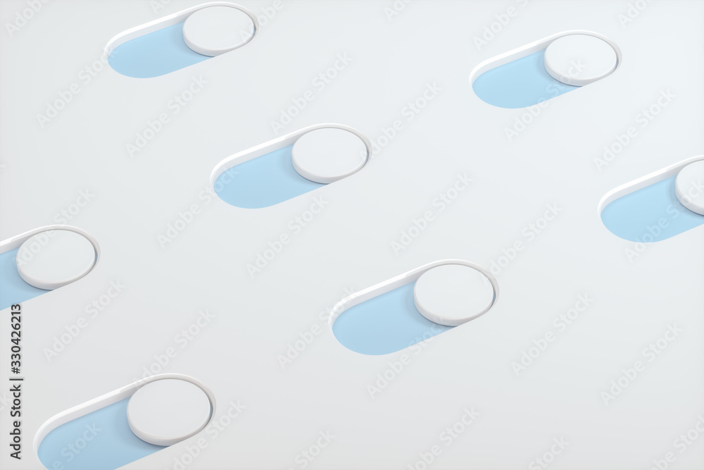 Poster slide switch and touch button, science and technology, 3d rendering.