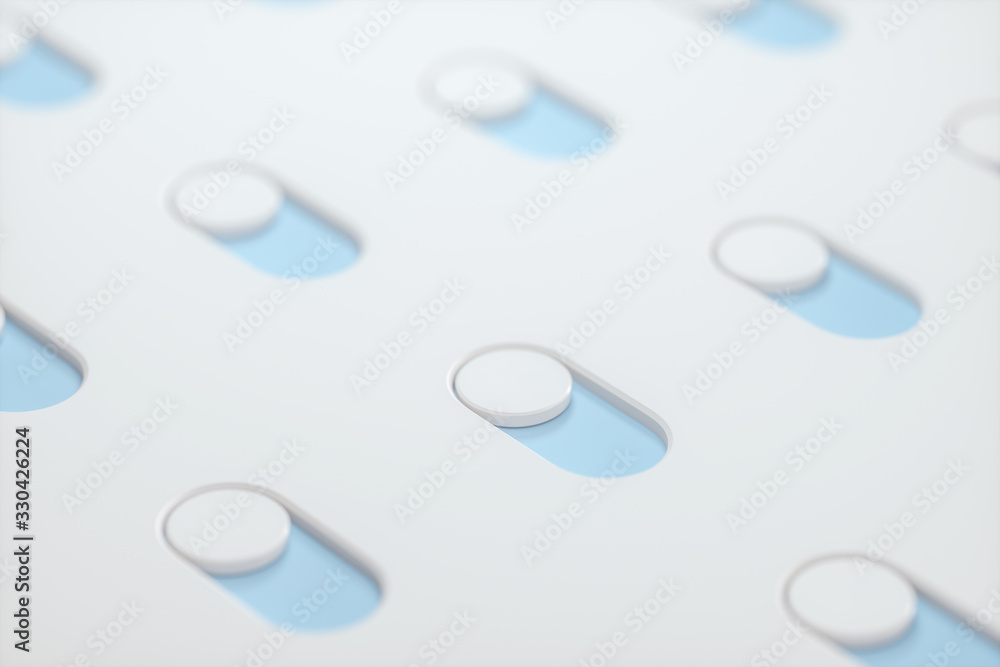 Poster slide switch and touch button, science and technology, 3d rendering.