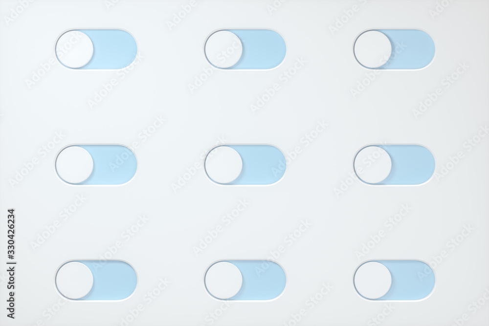 Poster slide switch and touch button, science and technology, 3d rendering.