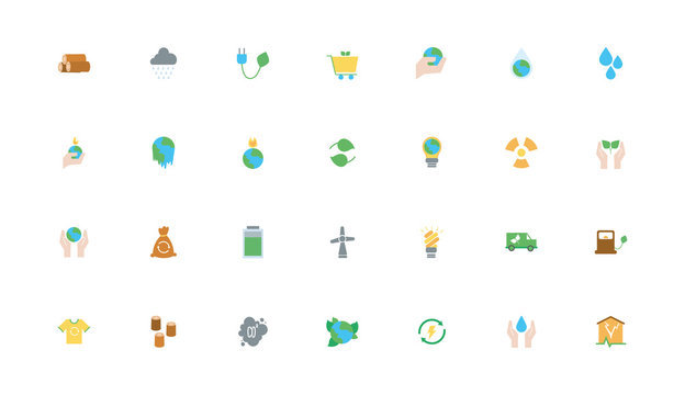 bundle of climate change set flat icons