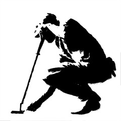 ゴルファー　筆タッチ　シルエット　ゴルフ