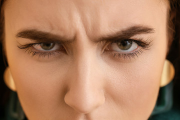 Beautiful angry young woman, closeup