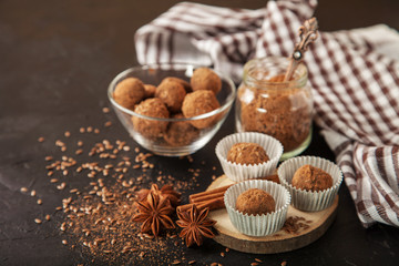 homemade candies on a table, selective focus, copy space