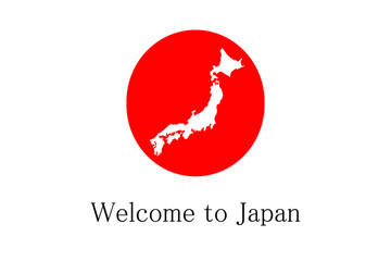 Welcome to Japan text with red circle