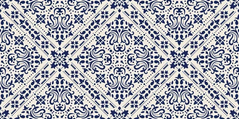 Behang Rechthoekig naadloos Bandana Print vectorontwerp voor tapijt, tapijt, tapis, sjaal, handdoek, textiel, yogamat. Hals sjaal of hoofddoek patroon ontwerp. Traditioneel sier etnisch patroon met Paisley. © sanyal