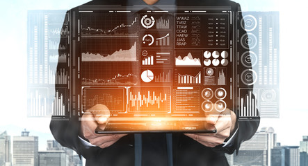 Data Analysis for Business and Finance Concept. Graphic interface showing future computer...