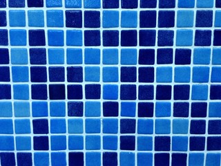 Fototapeta premium Mosaic tiles for the pool blue and white. Ceramic tile texture background.