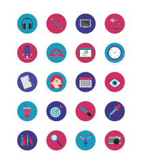 bundle of designer set block and flat icons