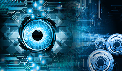 Blue eye cyber circuit future technology concept background