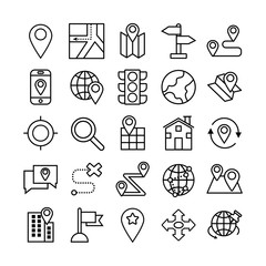 bundle of map line icons