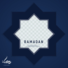 Ramadan Kareem calligraphy design. social media template with  ornamental of mosaic for islamic